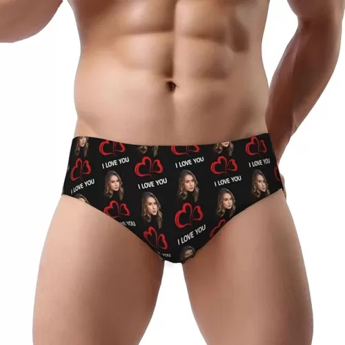 Personalized Face Triangle Briefs for Men Photo Underpants Custom Novelty Boxer Briefs for Boyfriend Husband-1