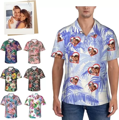Personalized Hawaiian Shirt with Face, Custom Hawaiian Shirt with Face for Men Women Short Sleeve as Personalized Gifts