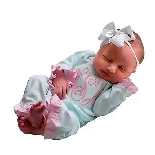 Personalized Newborn Baby Girl Coming Home Outfit Custom Pink Baby Girl Tiny Dots Romper Embroidered Super Soft Long Sleeve Pajamas with Footie for Girl Baby Shower Gift Chrsitmas (Style 2)