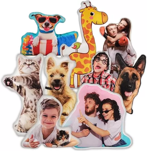 Personalized Pillows with Pictures - Custom Pet Dog Cat Face Pillow for Pet Lovers - Custom Funny Gifts for Him, Her - Memorial Picture Pillow
