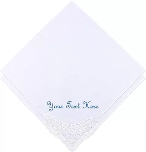 Personalized Wedding Gift Embroidered Handkerchief, Custom Embroidered Wedding Day Bride Gift
