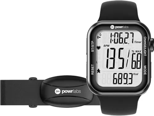 Powr Labs Chest Strap Heart Rate Monitor & Sportswatch for Tracking Exercise, Heart Rate, Steps | Sports Watch HRM with Pedometer