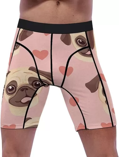 Pug Dogs and Hearts Compression Shorts Men Athletic Workout Running Shorts Sport Underwear