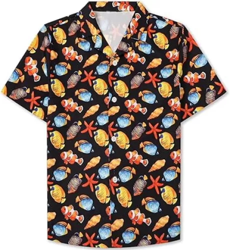SANGTREE Short Sleeve Hawaiian Shirts Casual Floral Button Down Aloha Shirt, Dad and Son Matching Hawaiian Shirts