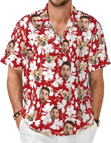Shirt with Faces on Them Custom Funny Hawaiian Shirts for Men Personalized Summer Gifts
