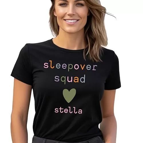 Sleepover Shirts – Custom Sleepover Squad Tees, Slumber Party Favor Shirts, Sleepover Pajama T-Shirts, Personalized Matching Shirts for Girls & Kids