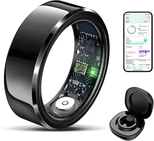 Smart Ring for Women Men, Fitness Tracker with Heart Rate/Blood Oxygen/Blood Pressure/Sleep/Pedometer Monitor, No Subscription Fee, IP68 Waterproof Health Rings for iOS & Android