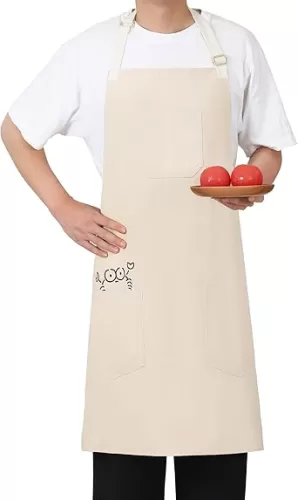 Soft Cotton Apron - Unisex Adjustable Bib Apron, Art Apron with Embroidered, Great for Florist and Kitchen