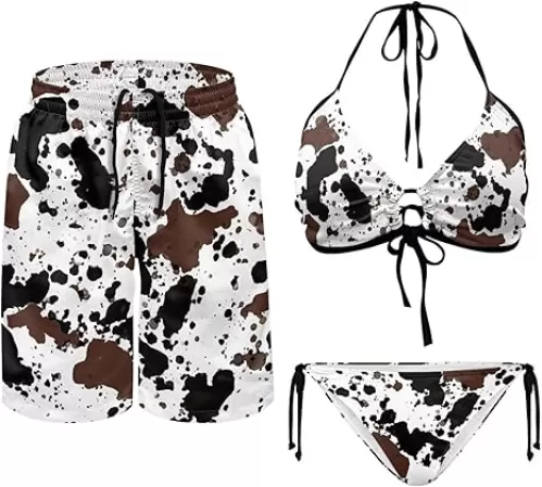 Trendy Couple Matching Swimsuits Sexy Couple Swimwears Womens Bikini Sets Mens Swim Trunks