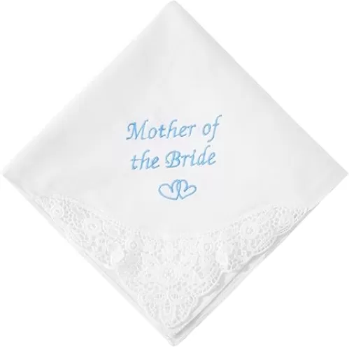 Wedding Handkerchiefs Something Blue for Bride, Mother Of The Bride Gifts Embroidered Lace Keepsake Bridal Hankies