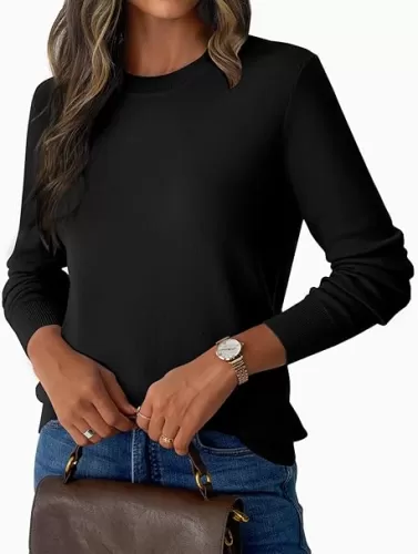 Women's Wool Blend Sweater Crew Neck Lightweight Pullover Long Sleeve Fall Tops Business Casual Outfits 2025 Fashion
