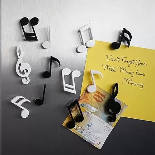 12 pcs Magnets Fridge, Black and White Music Note Magnets for Fridge, Small Fridge Magnets Cute Decorative Magnets Refrigerator Magnets, Fun Fridge Magnets Locker Glass Magnets