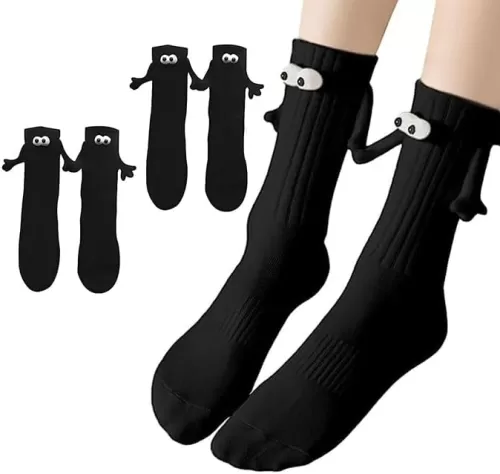 2 Pairs Magnetic Holding Hands Socks - Funny Gifts for Women & Men, Teens, Couples, Friends