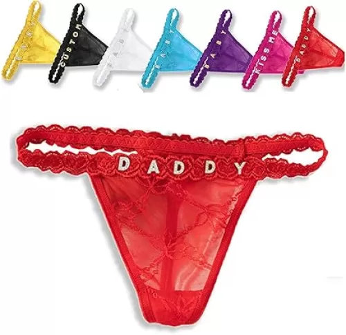 2PCS Personalized Thongs with Names, Rhinestone Shiny Letters, Customize Your Thongs Text Underwear Womens Thong Lace Underwear