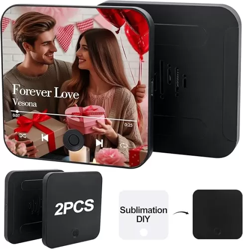 2PCS Sublimation Music Fridge Magnet Blank-Personalized Music Fridge Magnets, Print Any Photo You Like, Home Decor Gifts Can Play Music for Couples and Music Lovers
