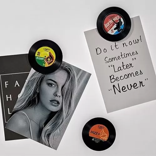 3pcs Vinyl Record Fridge Magnet Music Refrigerator Magnets, Strong Magnetic Sticker Decor for Crafts, Kitchen, Office Whiteboard, Cabinet and Dishwasher