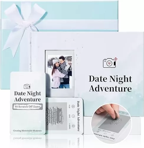 40 Date Ideas for Couples, Unique Scratch Off Date Night Games with Adventure Keepsake Album Book, Romantic Couple Gifts for Him Boyfriend Anniversaries, Newlywed Wedding Gifts for Bride Wife Husband