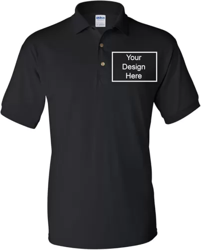 Add Your Own Text Design Custom Personalized Digitally Printed Adult Polo Shirt