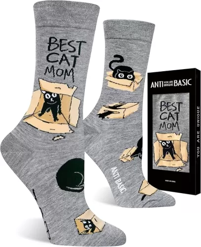 ANTI BASIC Novelty Cat Socks Gift for Women(fits Women shoe size 6-12)