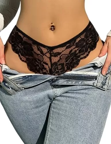 Avidlove Women Floral Lace Panties Sexy Hipster Underwear Cheeky Bikini Panties V-Shape Waistband Tangas