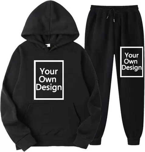 Binmer Custom Sweatsuit for Women Men Personalized Hoodies Sweatshirt +Sweatpant Design Your Own Tracksuit for Valentine Gift