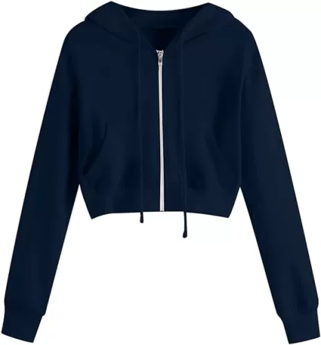 Ceboyel Zip Up Hoodies for Women Cropped Long Sleeve Sweatshirts Jackets Trendy Y2k Crop Tops Teen Girls Clothes 2023