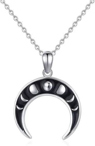 CHENGHONG Moon Phase Necklace 925 Sterling Silver Cresent Moon Necklace Charm Jewelry Gifts for Women Men Mothers Day Gifts