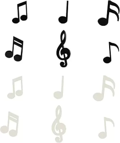 Creative Musical Note Refrigerator Magnets Set of 12 Message Magnet for Whiteboard, Dry Erase Board Decoration Refrigerator (6*White+6*Black)