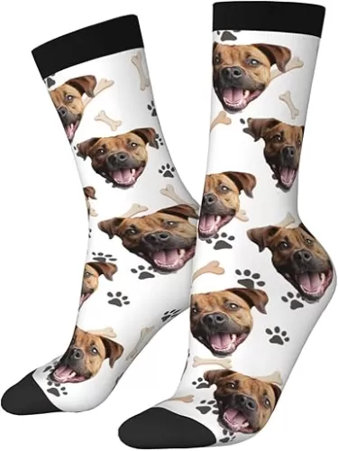 Custom Face Picture Socks, Personalized Socks with Photo Customized Unisex Funny Crew Socks Gifts for Men Women