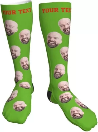 Custom Face Socks Personalized Your Photo Pet Dog Cat Picture High Crew Socks with Your Text Customized Gift for Men Women