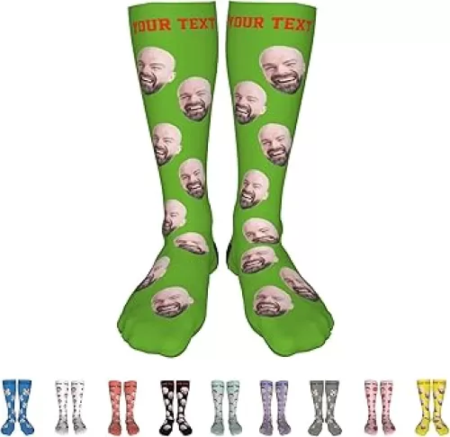 Custom Face Socks with Picture Personalized Socks with Pet Photo Unisex Couple Funny Sock for Men Women Family Friend (50CM)