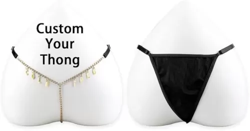 Custom G-String Thong Letter Charm Panty Underwear, Personalized Sexy Body Chain For Women Girls