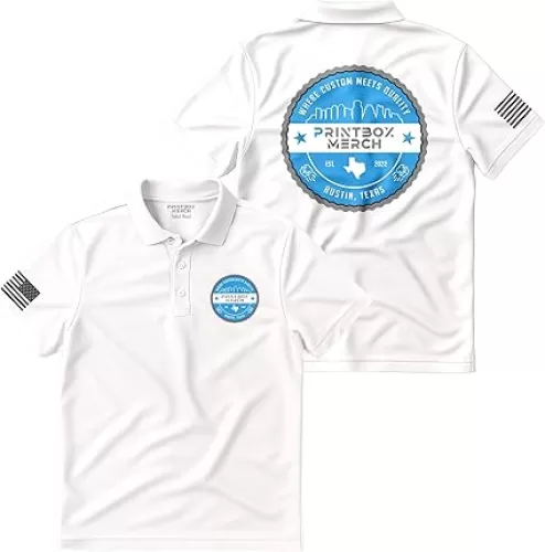 Custom Golf Polo Shirt for Men, Customized Polo Shirts, Short Sleeve Collared Mens Apparel White