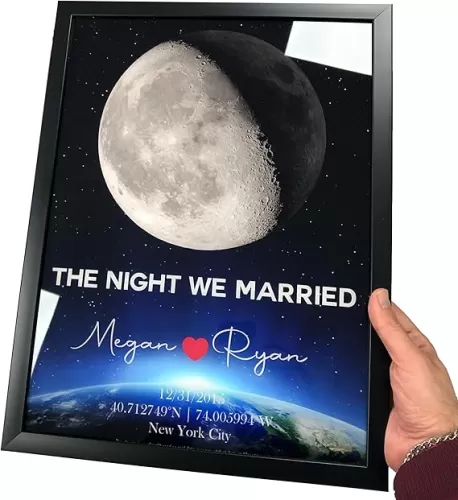 Custom Moon Map for Couples Gifts, Personalized Gifts for Anniversary, Where We Met Map Gift, Moon Map with Your Story, Unique Romantic Gift for Her
