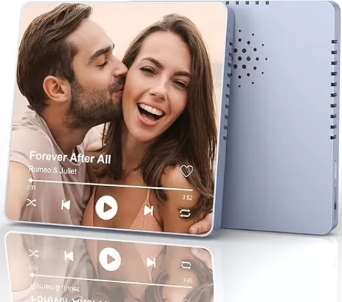 Custom Music Fridge Magnet Gifts for Her Him Couple, Personalized Gift for Men Women Boyfriend Girlfriend, Custom Photo Gift for Anniversary Birthday, Unique Gifts for Husband Wife (Recordable)