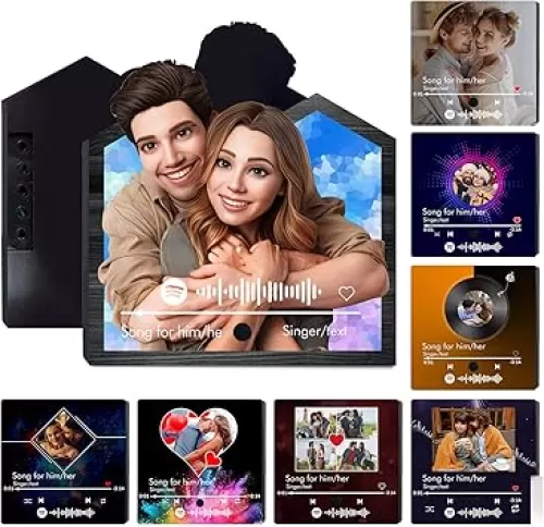 Custom Music Refrigerator Magnets, Personalized Spotify Music, Featuring Photos, Songs, and Album Covers, Perfect As A Music-Playing Gift for Her, Him, Couples, Wives, and Husbands.