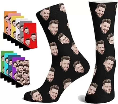 Custom Personalized Face Socks with Photo Picture Customized Unisex Funny Crew Sock Gifts for Men Women Him Her