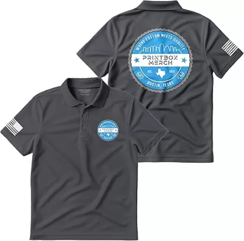 Custom Polo Shirts for Men, Add Any Logo or Text, Mens Polo Shirts Perfect for Golf, Work, Leisure, Short Sleeve Shirt