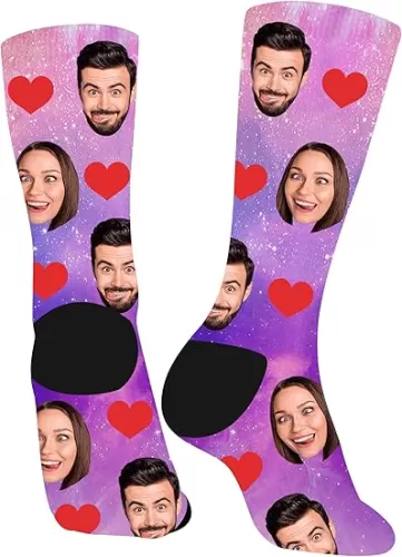 Custom Socks with Heart, Personalized Face Socks Print Your Picture, Gifts for Men