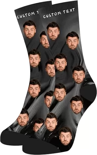 Custom Socks with Photo, Personalized Picture Socks, Funny Face Gag Gifts for Men