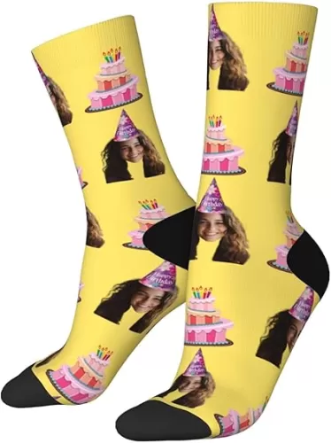 Customized Face Socks with Hippie Skull Halloween Gifts Custom socks with Photo Personalized Unisex Crew Sock