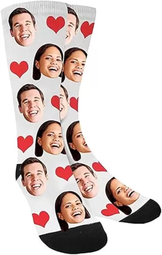 DARUIRONG Custom Christmas Novelty Socks Funny Print Couples Personalized Your Face Photo on Sock Crew Unisex for Men Women