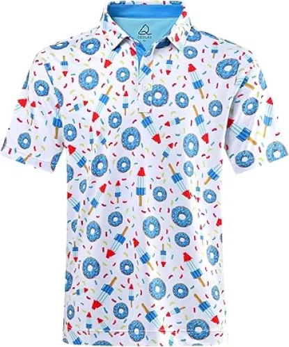 DEOLAX Mens Polo Shirts Fashion Print Mens Golf Shirt Dry Fit Mens Golf Polo Short Sleeve Quick Dry Funny Golf Shirt for Men