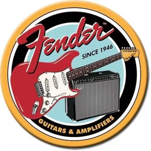 Desperate Enterprises Fender Guitars & Amplifiers Round Refrigerator Magnet - Funny Magnets for Office, Home & School - Made in The USA