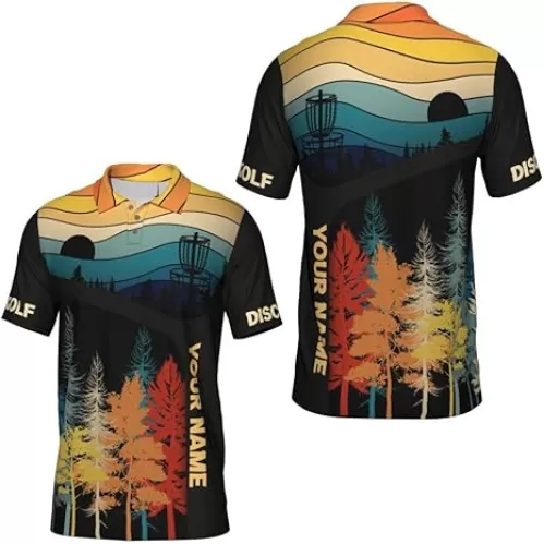 Disc Golf Retro Forest Custom Name Polo Shirt. Money Dollar Rich Shirt for Men and Women Money Dollar Rich Lovers