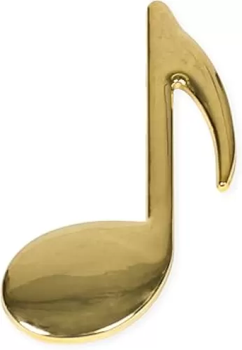 Eighth Music Note Metallic Gold Tone 2 x 3.5 Resin Stone Refrigerator Magnet