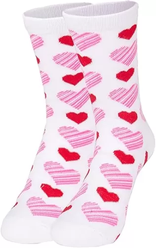 Evankin Valentines Crew Socks Heart Love Pattern Funny Socks for Unisex Men Women Adult Couples Novelty Gifts
