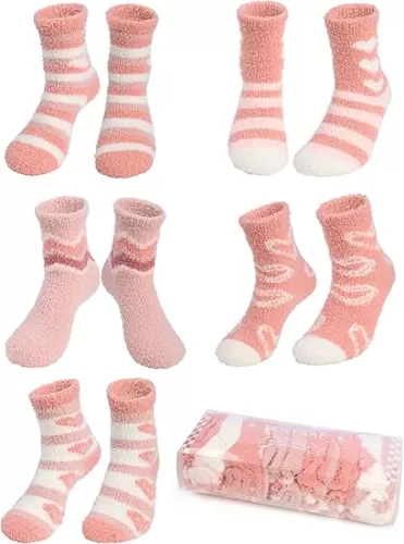 Fun Christmas Socks for Women - Funny Xmas Gifts for Female Novelty Cozy Crew Cotton Sock Set