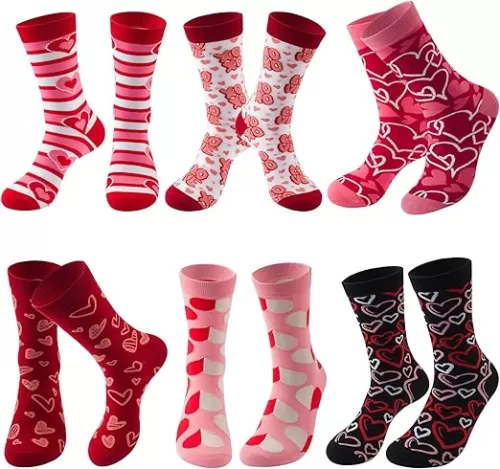 Fun Valentine Socks for Women - Funny Xmas Gifts for Female Novelty Cozy Crew Cotton Sock Set