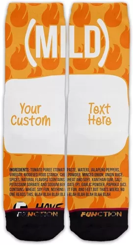 Function - Taco Sauce Sauce Pack Custom Text Adult Socks Crew Bell Fire Hot Verde Mild Diablo